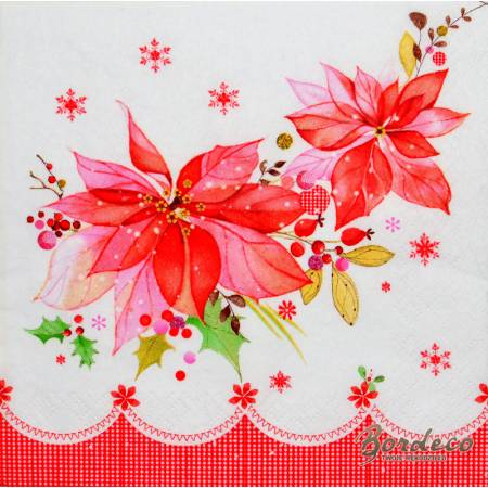 Serwetka do decoupage firmy DAISY poinsecja różowa 33x33cm